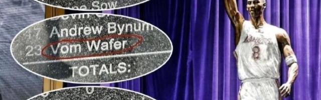 这事湖人也能搞砸？科比雕像出现多处低级拼写错误